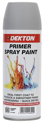 Dekton Grey Spray Paint Primer: Professional-Grade, High-Performance Primer for Superior Adhesion & Smooth Finish | Ideal for Metal, Wood, and Plastic Surfaces | Fast-Drying