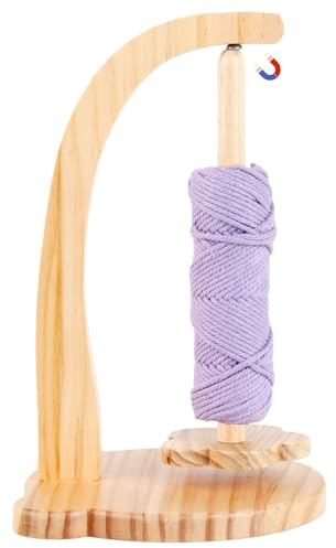NZZVNZ Yarn Holder for Crocheting, Rotatable Magnetic Wooden Wool Ball Holder, Yarn Roll Holder for Crocheting Knitting, Crochet and Knitting Accessories Gifts
