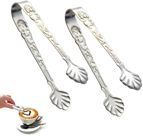 2 Pcs Stainless Steel Sugar Tongs Heat Resistant Appetizer Tongs Mini Serving Tongs U-Shaped Ice Tongs Kitchen Tongs for Tea Party Coffee Serving Food Cooking Salad Grilling