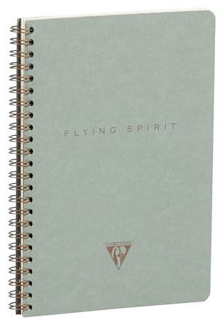 Clairefontaine - 107566C - A Flying Spirit Spiral Notebook A5 14.8x21cm 120 Detachable Lined Pages Paper 90g - Green Grey Card Cover 5 Designs, Random delivery