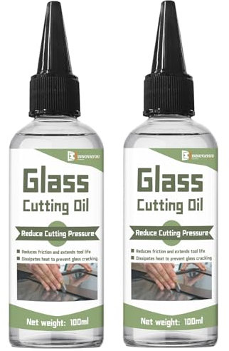 INNOVAYOU Huile de coupe de verre 200 ml, spécialement formulée pour une utilisation avec n'importe quel outil de coupe vitreux, huile de coupe de verre utilisée pour couper du vitreux, des carreaux
