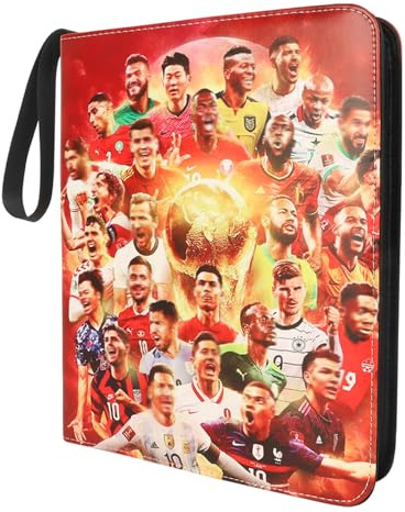 Football Cards Scrapbook, Fußball Karten Sammelalbum für bis zu 900 Karten, Trading Cards Album mit Reißverschluss und Griff, Sammeln und Tauschen Sammelalbum für Kinder und Sammler