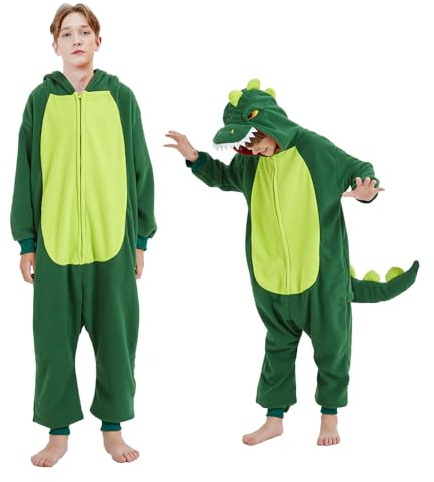 Udekit Mono de Pijama de Animales de Dibujos Animados, Dinosaurio T-Rex Pijama Lindo, Bata, Mameluco, Ropa de Dormir, Disfraz de Cosplay, Fiesta de Halloween para Adultos Mediano