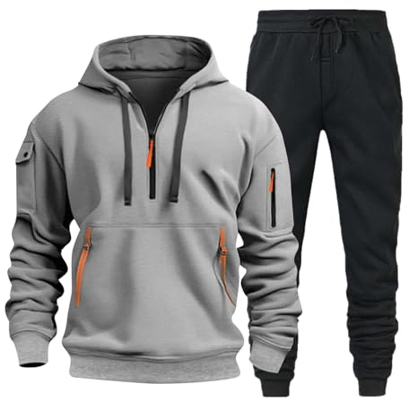 Tuta Uomo Completa Tuta Da Ginnastica Uomo Invernale Felpata Completo Sport Maglia Felpa con Cappuccio e Pantalone Due Pezzi Set Tracksuit Felpa Con Zip Suit Tute Abbigliamento Sportiva Tute Complete