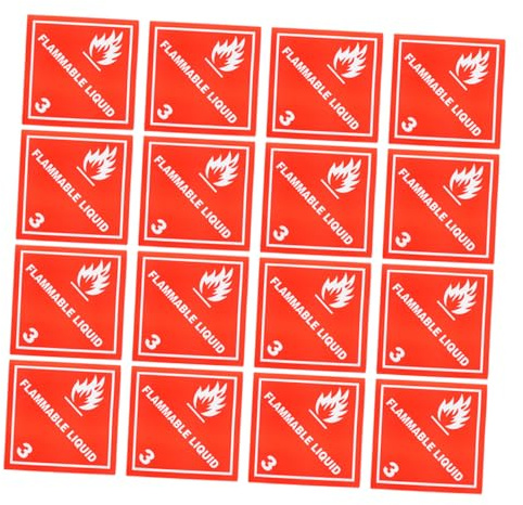 Cabilock 100pcs Fire Paint Stickers Red Adhesive Flammable Liquid Warning Labels for Shipping Hazardous Materials Air Sea Transport Safety Compliance