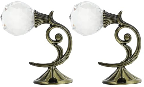 FIXOSHEE 2 Piezas Ganchos de Aluminio y Cristal para Cortinas Soportes Decorativos de Pared para Sujetar Visillos y Cortinas Compactos y Fáciles de Instalar para Hogar