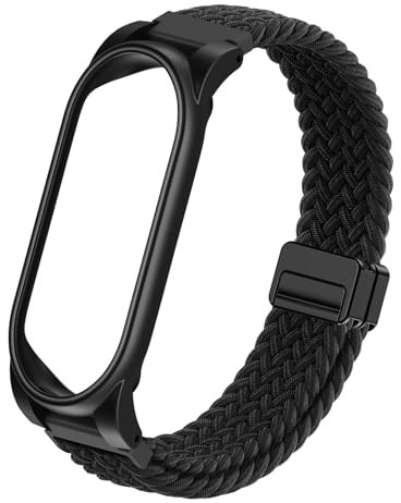 Adjustable Braided Wristband Compatible with Plaud NotePin & NotePin S AI Voice Recorder,Breathable Soft Wearable Strap with Magnetic Buckle and PC Case,Lightweight Band,Recorder Accessories,Black