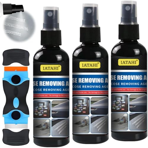 Dissolvant Colle,3pcs Spray de Décapant Adhésif,Dissolvant Adhésif,Dissolvant Silicone,Résidus de Colle,Glue Removal Wipes,Dissolvants D’Adhésif,Livré avec Grattoir et Éponge