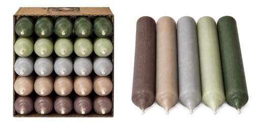 Kerzenfarm Hahn kurze Stabkerzen Bunt Kerzenset 25 Stück - Premium Qualität Made in Germany - 22mm Durchmesser, 10cm Länge bunte Kerzen durchgefärbt - Stabkerzen pastellfarben - Tafelkerzen (Set 10)