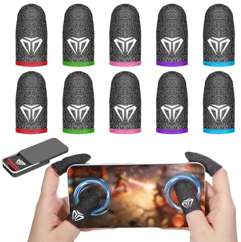 Gjinxi Lot de 10 manchons de doigt de jeu ultra fins en fibre de carbone pour écran tactile - Convient pour les gamers et les joueurs - Anti-transpiration - Pour smartphone, tablette, tous les jeux
