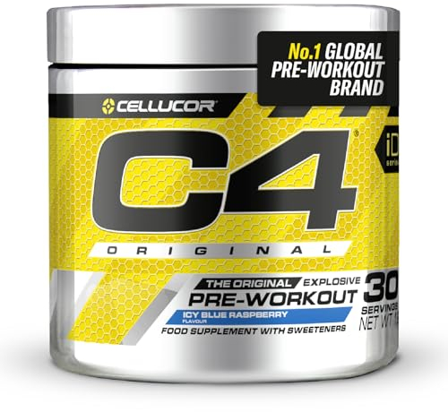 C4 Original Beta Alanine Sports Nutrition Bulk Pre Workout Powder for Men & Women | Best Pre-Workout Energy Drink Supplements | Creatine Monohydrate | Icy Blue Raspberry | 30 Servings