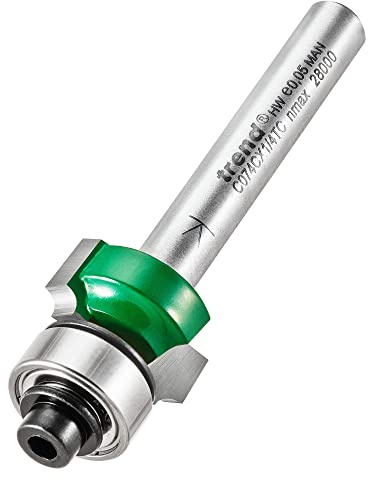 Trend CraftPro Guided Rounded Over Router Cutter Bit, 1/4 Inch Shank, 2mm Radius and 9.5mm Cut Length, Tungsten Carbide Tipped, C074CX1/4TC