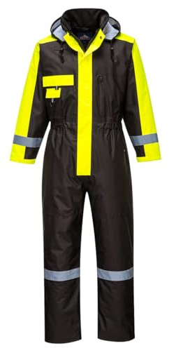 Portwest S585 - Tuta da lavoro invernale da uomo, ad alta visibilità, impermeabile, protettiva, in poliestere 300D, resistente, foderata termicamente, colore nero, taglia XXL