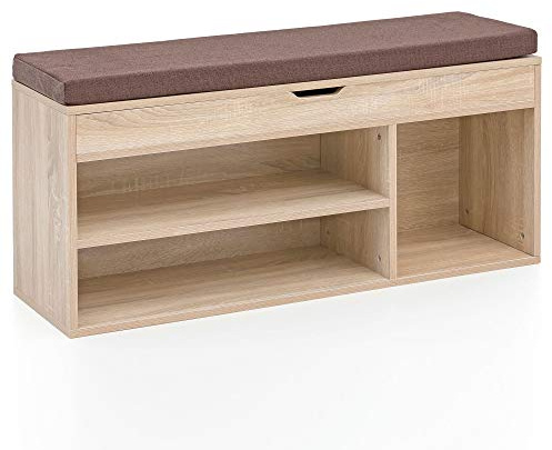 KADIMA DESIGN Banque de Chaussure 104x51x32 cm Couloir Tissu Banquette vestiaire Banque Sonoma