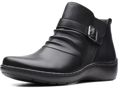 Clarks Women's Cora Rouched Ankle Boots, Black, 8.5