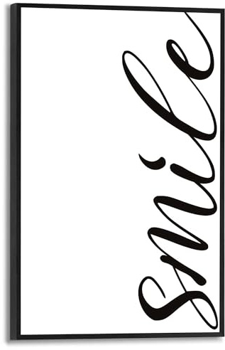 REINDERS Gerahmtes Bild, Lächle, Schlafzimmer, Bilder, Wanddeko, Room Decor, MDF, Schwarz-Weiß, 30 x 20
