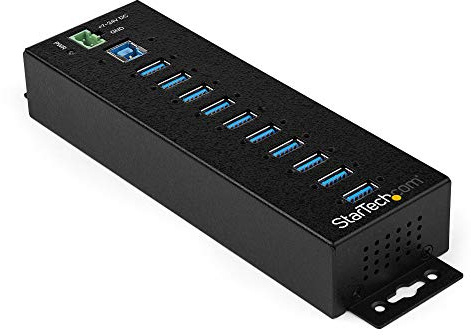 StarTech.com Hub USB 3.0 Industriel à 10 Ports - Protection Contre des et Les surtensions jusqu'à 350 W