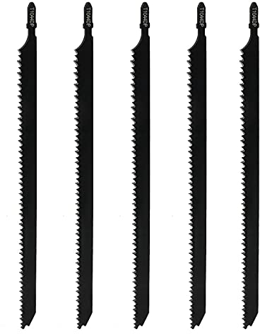 EMSea 5 Uds. Hojas de Sierra Calar con Vástago en T T1044D de 250mm de Largo Cortes Limpios Y Rápidos Corte de Madera para Tableros de Fibra OSB de Construcción Gruesa