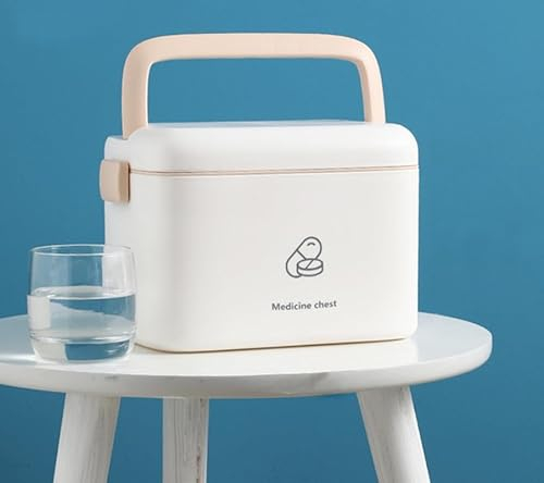 Aufbewahrungsbox für Medikamente, multifunktional, doppellagig, Medizinschrank, Erste-Hilfe-Kasten, Zuhause, Apothekenschrank, tragbar, mit Sicherheitsschnalle, 24 x 15 x 16 cm, für Zuhause, Büro