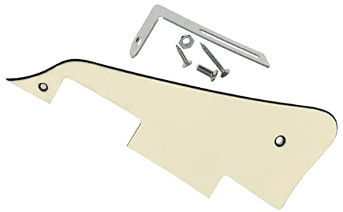 KAISH Aged White 3 Ply LP Guitar Pickguard with Chrome Bracket for Epiphone Les Paul