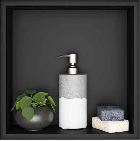 sunrik Niche Salle de Bain,Niche Murale Douche Acier Inoxydable,Niche Murale Douche Seule Couche,Niche Douche Encastrable 30x30x10cm,Noir