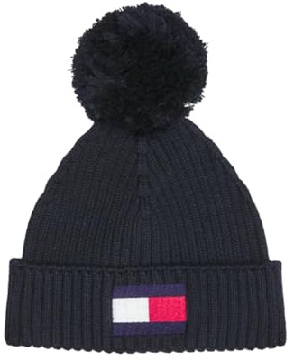 TOMMY HILFIGER Big Flag Beanie Pom Pom L/XL Space Blue, Space Blue., L-XL