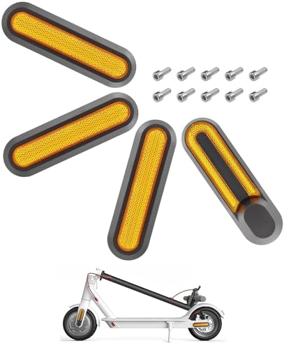 Comioke Roller Radabdeckung Reflektorstreifen,Scooter Reflektoren,4er Set Scooter Ersatzteiil,Scooter Seitenabdeckungen Mit Rückstrahler Aus Kunststoff Kompatibel Für 1s/M365/Pro2,Scooter Ersatzteile