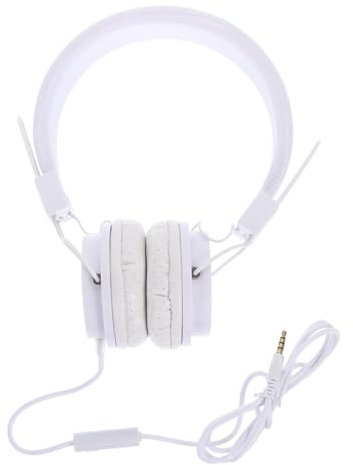 Veemoon Wired Over-ear Headphones Microphone and Volume Control for Gaming Music and Computer Use White Gaming Headset Bass Stereo Sound