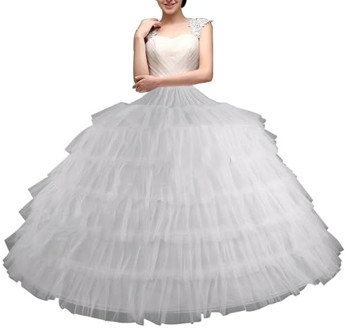 Falda de enagua 6 Hoops Subskirt Tulle Petticoat de 43 pulgadas de largo para mujeres para mujeres debajo de la falda de aro de novia ajustable para la copa de la boda Ceremonía Prom, Cachaca