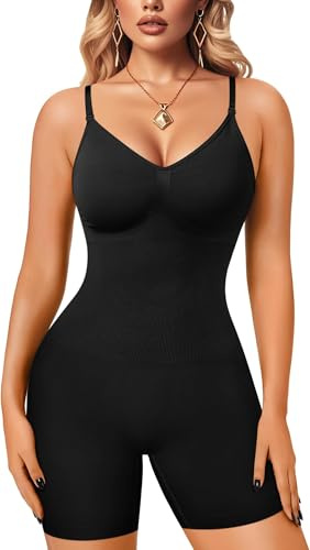Gotoly Body Contenitivo Donna Shapewear Bodysuit Pancia Piatta Guaina Modellante Pancera Contenitiva Intimo Snellente Body Shaper Senza Cuciture (Nero, 3XL-4XL)