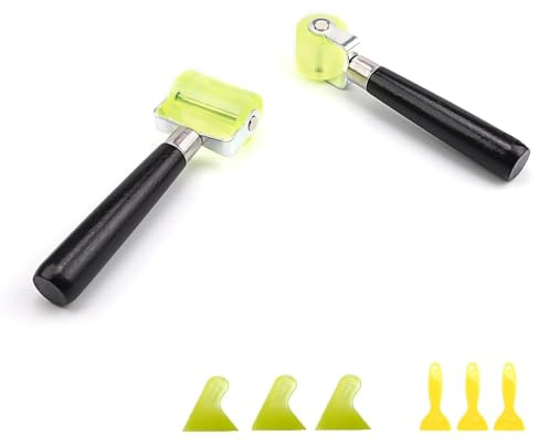 KLEHOPE Lnsonorisant Voiture Rouleau 2 Pièces Rouleau Pression Silicone Tête Silicone, Outil D'insonorisation Voiture avec 6 Grattoirs, pour Sceller Bords Tapis Insonorisés