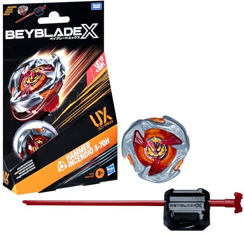 Beyblade X Hammer Incendio 3-70H UX Starter Pack Set with Balance Type Top and Launcher; Authentic Takara Tomy Battle Tops Games/Toys for Boys and Girls 8+
