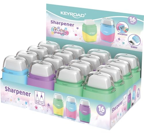 Keyroad Temperamatite in plastica con gomma, temperamatite pastello, doppio temperino, mix di colori