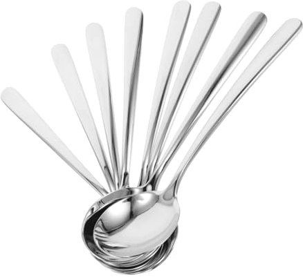 GLEAVI 8 Pezzi cucchiaio in acciaio inossidabile cucchiai da minestra cinesi cucchiaio da tavola cucchiaio da minestra giapponese cucchiaio zuppa ramen Silver