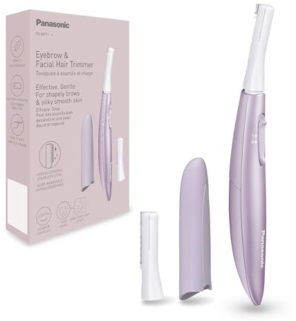 Panasonic ES-WF71-V503 Eyebrow & Facial Hair Trimmer for Women, Eyebrow Shaper, Flexible Head, Hypoallergenic Stainless Steel, AAA Battery Operated, Light Purple
