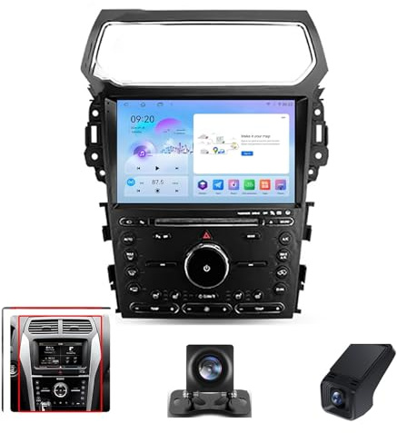 9 Double DIN Car Stereo for Ford Explorer 5 2011-2019 Android 13 Touch Screen Radio Wireless CarPlay & Android Auto with Bluetooth DVR Wheel Controls GPS Navi Wifi 4G(B,NF-7)