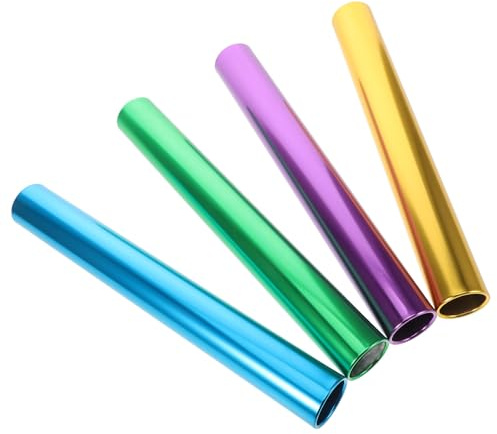 Veemoon Bâtons de Relais en Alliage d'Aluminium 4 Pièces pour Courses de Sprint en Athlétisme Électroplaqués pour Garçon et Filles et Adolescents