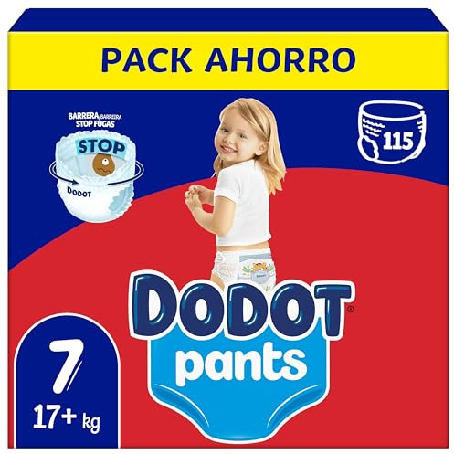 DODOT Pañal-Braguita, Blanco, Talla 7 (Paquete de 115)