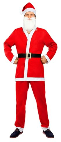 Funidelia Disfraz de Papá Noel para hombre, Incluye pantalón, cinturón, chaqueta y gorro, Navidad - Traje para adultos para fiestas, Carnaval y Halloween - Talla XXL