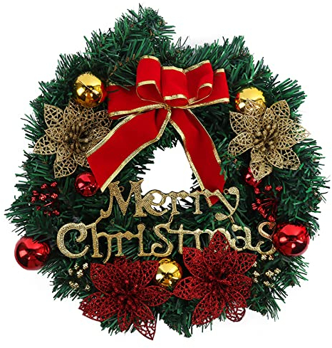 Ghirlanda Natalizia Creativa per Porte 30 cm Con Palline di Stella di Natale - Decorazione per Natale, Avvento, Porte e Finestre