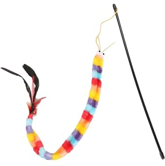 QWINEE Cat Wand Toys, Cat Interactive Toy, Cat Toys for Indoor Cats, Interactive Teaser Toys for Kitty Kitten One Size Deep Multicolor One Size