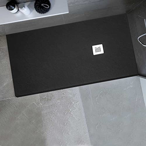 Gresinex® - Plato de Ducha en Resina y Cargas Minerales Aligeradas- Negro Ral 9005 - NUEVA TEXTURA PIZARRA - Antideslizante Grado 3 - (70x100)
