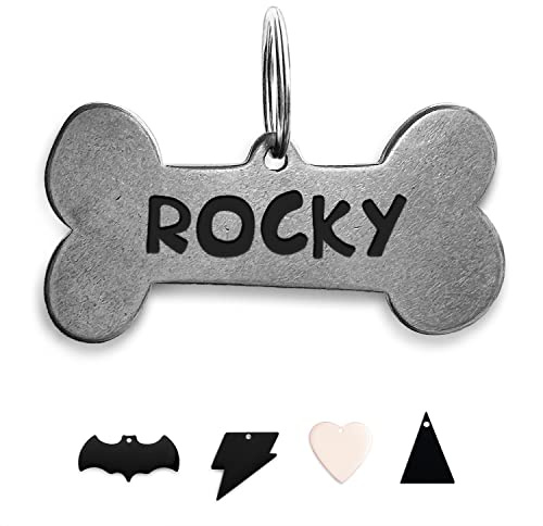 316 Acciaio Inossidabile di Grado Chirurgico Collare Nome Accessori Medagliette identificative per Cani Gatti Targhetta per Animali Domestici per Sport All'aperto Personalizzate Osso 2 Colore