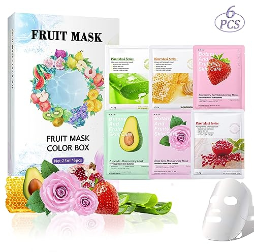 Pack de 6 Mascarilla Facial Hidratante Probuk Facial Sheet Mask, Mascarilla de Hoja Facial, Daily Care Mascarilla Facial para Todo Tipo de Pieles Hidrata, Regenera y Nutre en profundidad