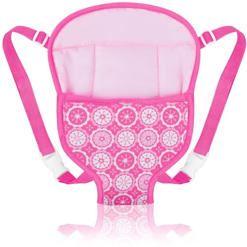 Aolso Baby Doll Carrier with Adjustable Straps - Doll Accessory for Children from 14 to 18 Inches - Doll Strap for Little Girls - Red