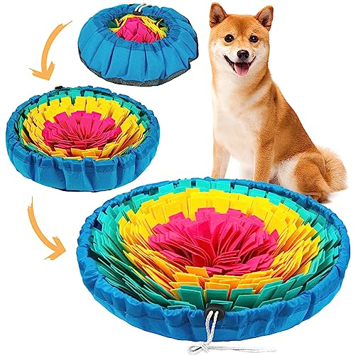 Vivifying Snuffle Mat for Dogs, Interactive Feeding Game for Boredom and Mental Stimulation, Dog Feeding Mat Encourages Natural Foraging Skills and Slow Eating(Pink Yellow Green)