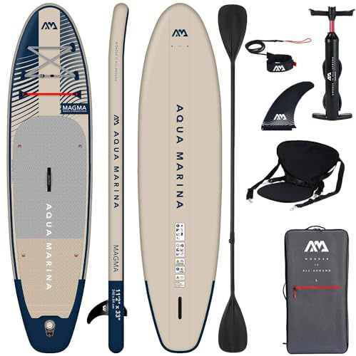Campsup SUP Aqua Marina Magma 11'2 Combo Gonfiabile Stand Up Paddle Board | Confezione completa tavola da surf per principianti ed esperti con seduta Kayak e doppia pagaia