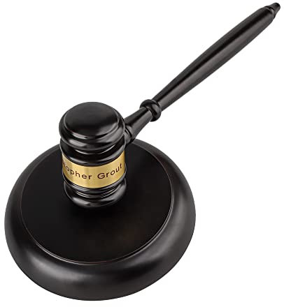 Juego de mazo de madera personalizado y bloque de sonido para abogado, juez, martillo redondo grabado personalizado para reuniones, subastas, ventas, fiestas de graduación