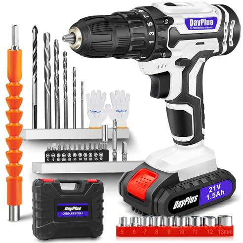 21V 45Nm Cordless Combi Drill - 25+1 Torque Setting, Large LI-ion Battery, 29CS Accessories, 2 Variable Speed, LED Work Light - DIY Home & Garden Kit