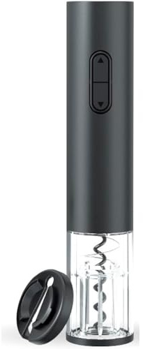 RevolutionLine - Sacacorchos Eléctrico Inalámbrico | Abrebotellas Eléctrico de Botellas de Vino y Cortador de Papel Aluminio | Funciona con 4 pilas AA | Corchos sintéticos y de madera | Color negro